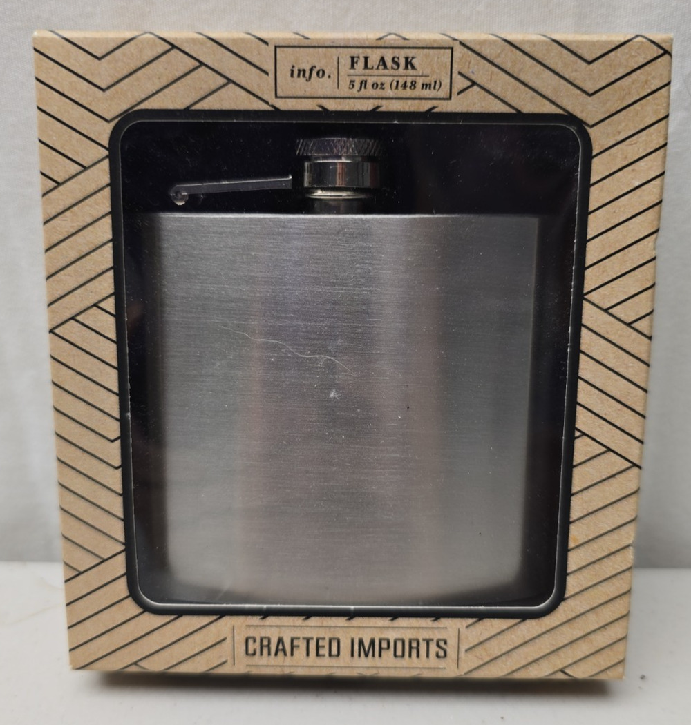 New - Crafted Imports Stainless Steel Flask 5oz Heavy Duty Silver